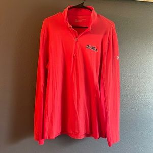 Ole Miss red Under Armour 1/4 zip pull over, size Large
